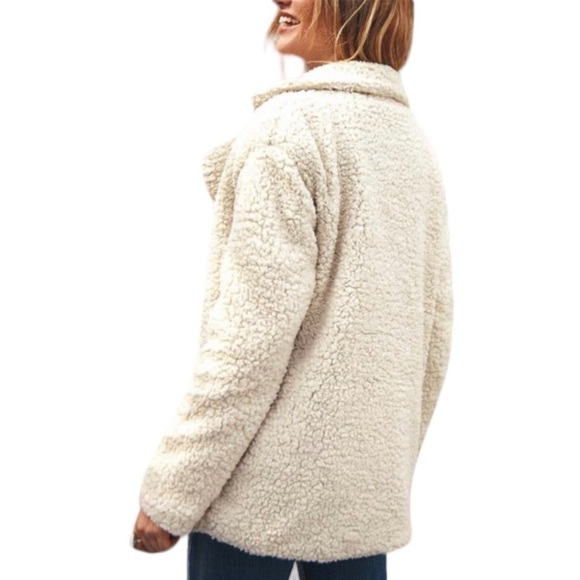 COEUR DE VAGUE Sherpa Fusion Double Breasted Teddy Jacket Women's Size XL - Picture 4 of 16